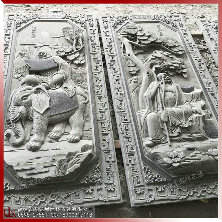 石雕十八羅漢浮雕